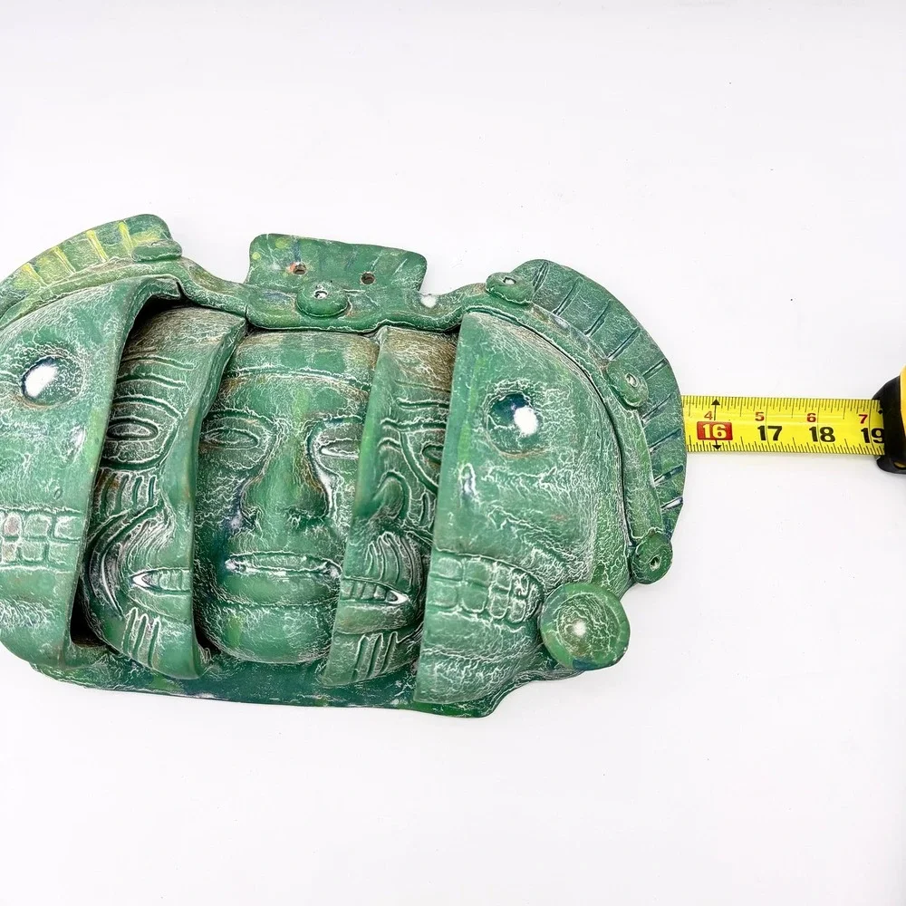 Vintage Mesoamerican Triple‎ Death Mask Three Ages of Man Wall Art Green